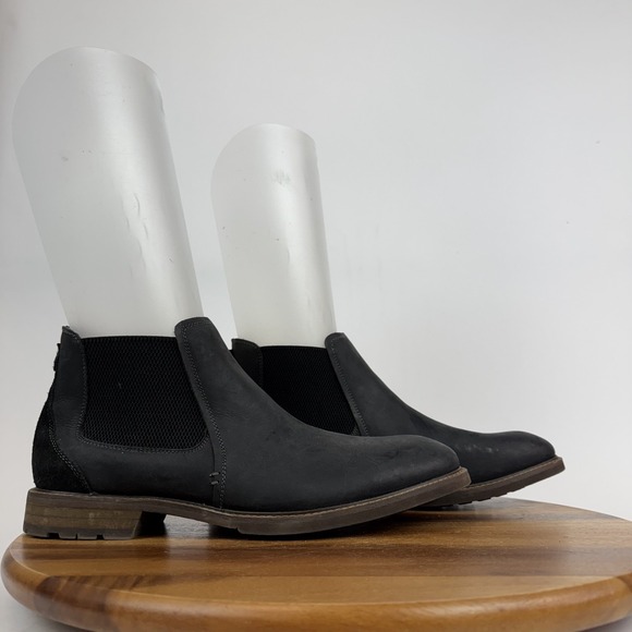 New Mens Florsheim Lodge Plain Toe Black Leather Matte Chelsea Boots Size 11.5 M